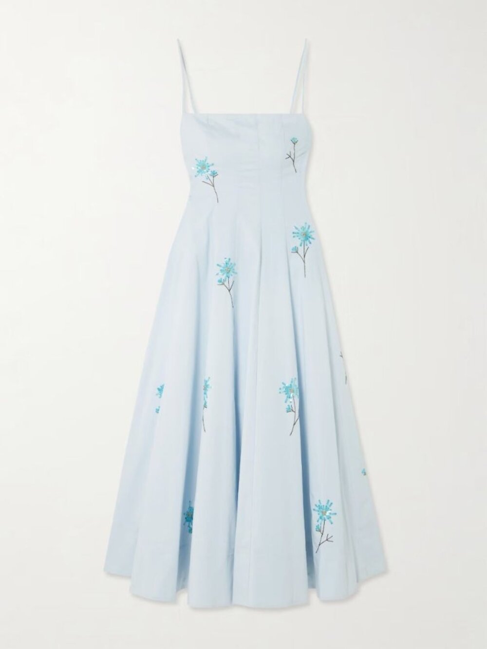 Staud Wylie Light Blue Embellished Poplin Midi Dress 0 - Picture 3 of 16
